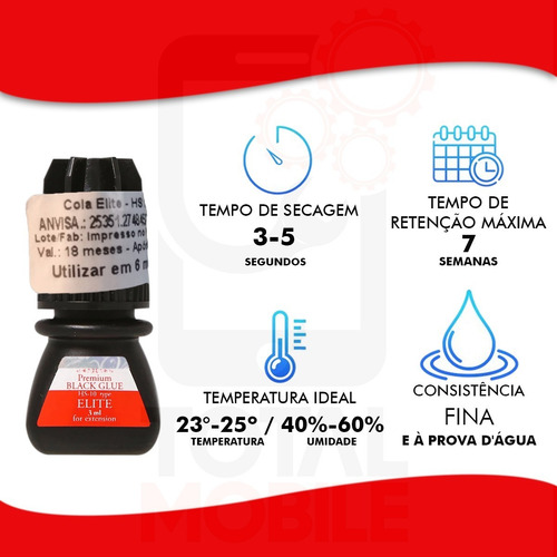Imagem 5 de 8 de Cola Elite Hs-10 3ml Alongamento Cílios Premium Black Glue
