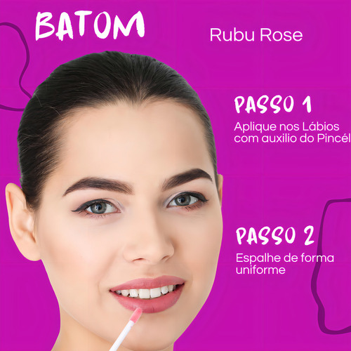 Batom Líquido Duo Lips Feels Ruby Rose Matte E Metálico Acabamento Matte e Cintilante Cor Marrom-claro