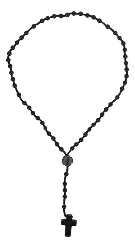 Collar Con Forma De Rosario De Obsidiana, Color Negro, Pulid