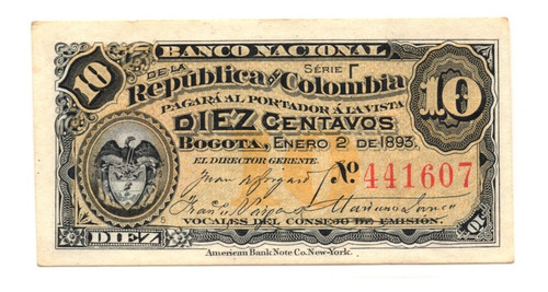 10 Centavos 1893 Banco Nacional