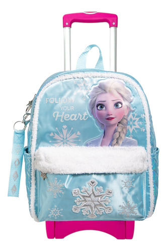Mochila Frozen Original Ruz Kinder Con Ruedas Azul Liso