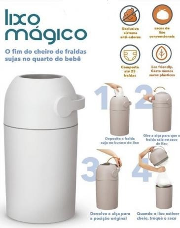 Imagem 2 de 6 de Lixo Mágico Anti-odor Lixeira Bloqueia Cheiro Fraldas Bebe