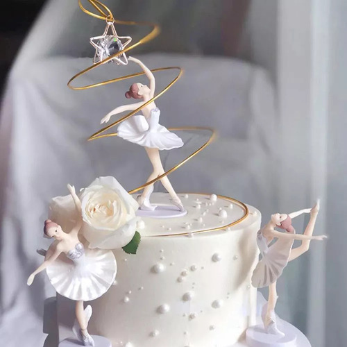 12 Piezas De Adornos Para Tartas Con Diseño De Bailarina Y N