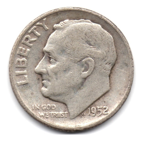 Estados Unidos 1 Dime 1952 Plata 0,900