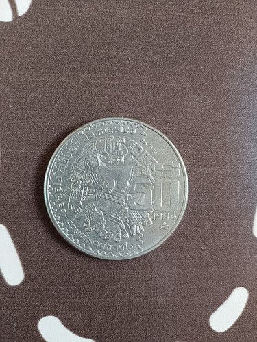 Moneda $50 México 1984 Templo Mayor 