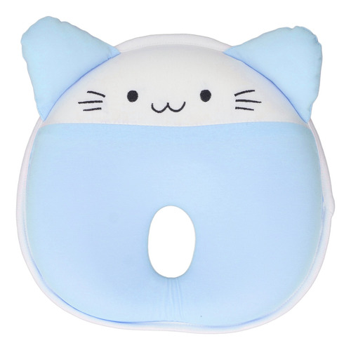 Almohada Azul Para Bebés Con Bonito Estampado De Gato Que Da