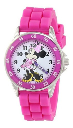 Disney Mn1157 Reloj Rosa De Minnie Mouse Con Malla De Goma