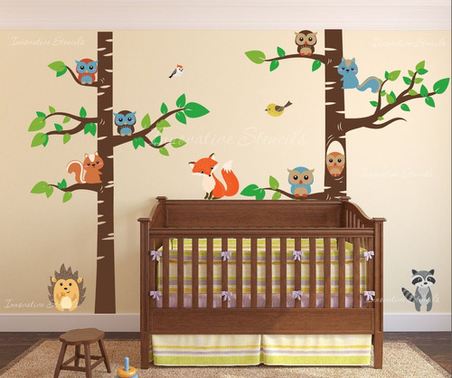 Vinilo Decorativo Pared [1f9fxkrk] Animales En El Bosque