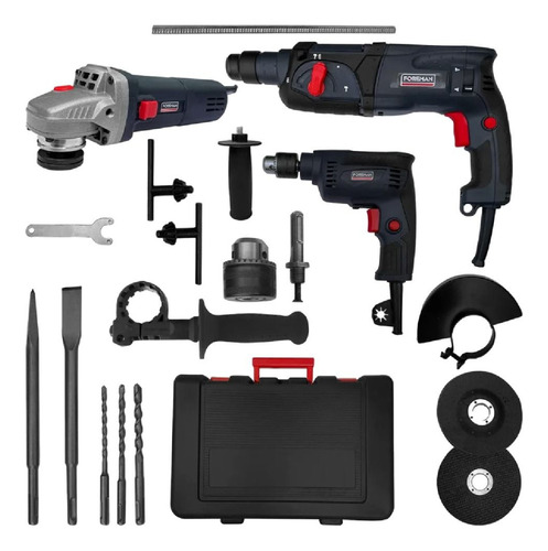 Kit De Herramientas Rotomartillo, Esmeriladora Y Taladro Fo2