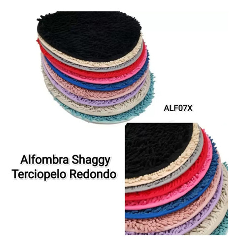 Alfombra De Baño Shaggy Redonda 50cm Antideslizante Suave