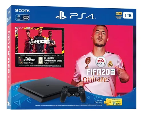 comprar Sony PlayStation 4 Slim 1TB FIFA 20u002FExtra DualShock 4 Controller cor preto onyx 2020