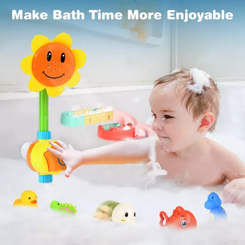 Juguete de bañera con ducha y juguetes flotantes, juego de pesca para niños  pequeños y bebés