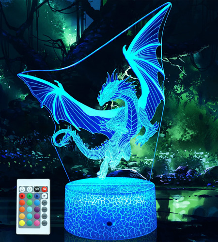 Lampara Dragon Juguete Luz Nocturna Habitacion Niño 16 Color