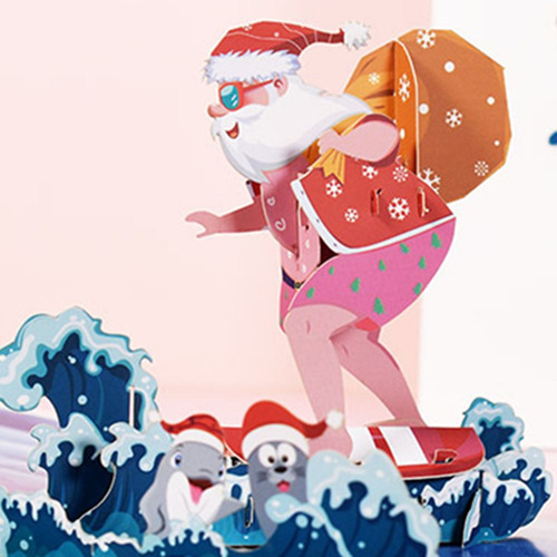 Imagem 7 de 8 de Obtenha Bem Cartões Engraçados Papai Noel Surfando