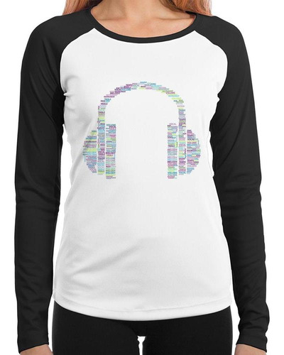 Baby Look Raglan Headphone Palavras Longa