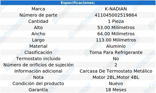 Toma Anticongelante Aluminio 2 Pernos P20 V8 5.7l 74 Al 80