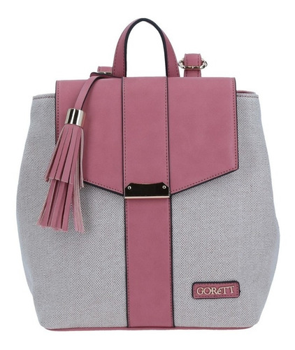 Bolso Gorett Tipo Mochila Algodón Y Borla Rosa (arya) P23