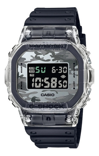 Relógio masculino Casio DW-5600Skc-1 Original Camouflage, cor da pulseira E-w, cor preta, transparente, moldura