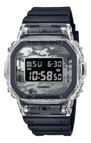 ⌚Reloj G-Shock de hombre gris y estampado de camuflaje, DW-5600CA-8ER.