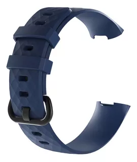 Pulseira Silicone Compatível Com Smartwatch Fitbit Charge 3 Cor Azul-escuro