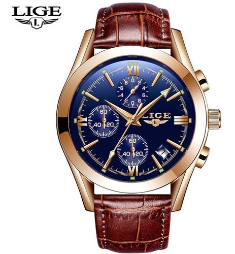 Lige Original Moda Casual Reloj Hombre Fecha Impermeable