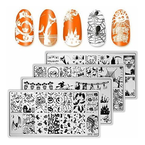 Equipo Para Decorar Uñas Whaline 4 Pieces Halloween Nail Art