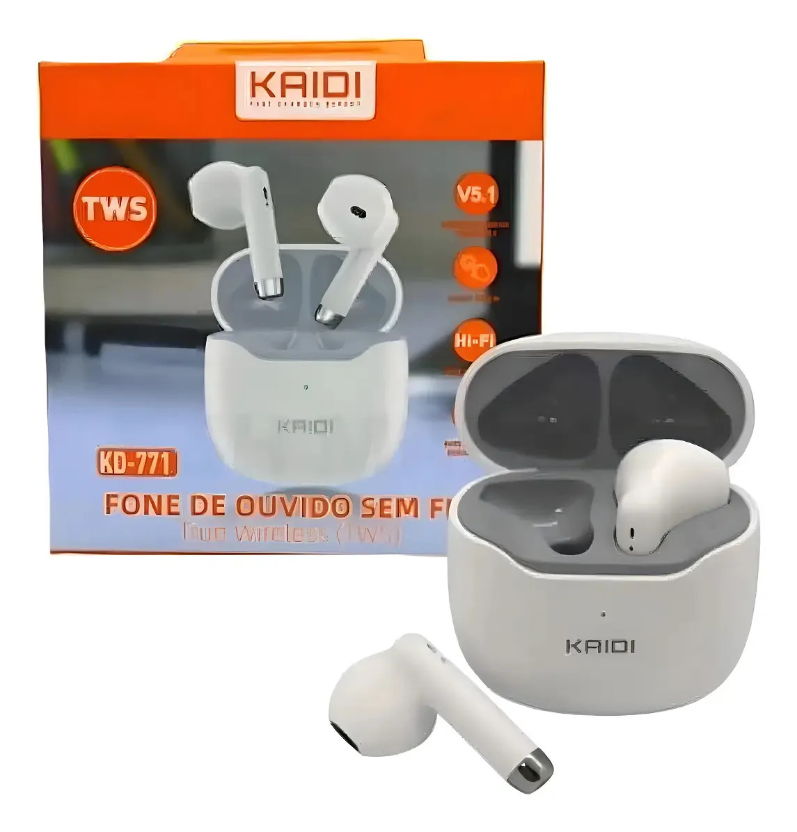 Fone De Ouvido Bluetooth Kaidi Kd771 Cor Branco