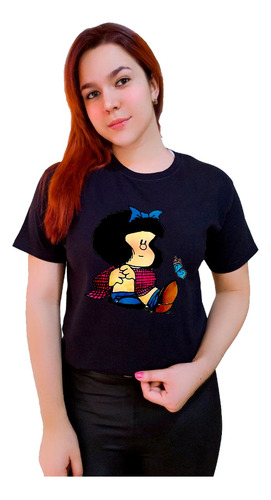 Polera Dama Estampada 100%algodon Diseño Mafalda