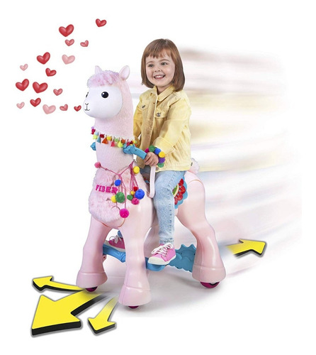 Imagen 2 de 8 de Scooter Montable Electrico 12 V Feber My Lovely Llama Rosa
