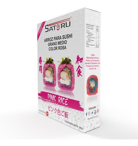 Imagen 5 de 8 de Arroz Japonés Rosa Para Sushi Sin Sabor Añadido 300g