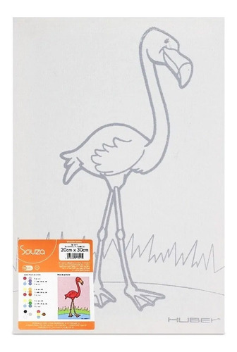 Tela De Pintura Desenhada Riscada 20x30 Flamingo Souza