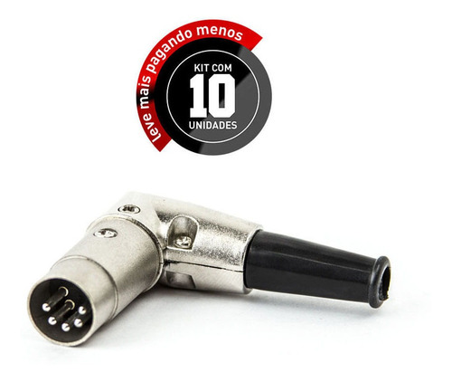 Plug Midi Dim 90º Graus Metálico Profissional - Kit Com 10