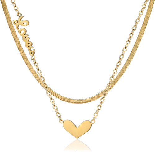 Homotor Gold Heart-shaped Layered Necklaces For Women Luck 1