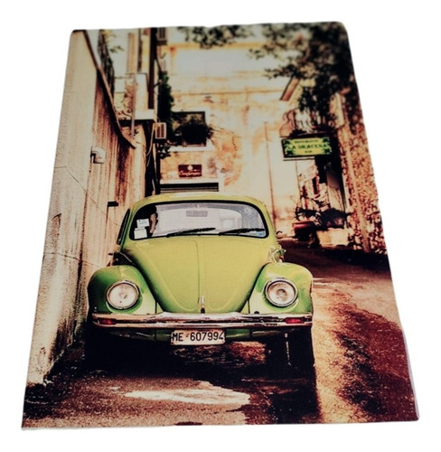 Placa Metal Fusca Street Verde 27x20cm Decoração Style 68