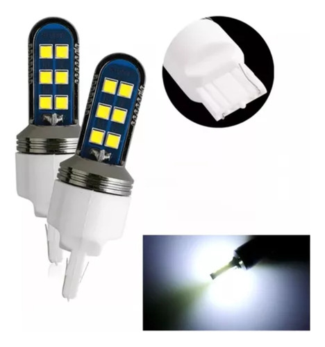 X2 Ampolleta T20 Led Luz Blanca Carcasa Aluminio Auto / R&r