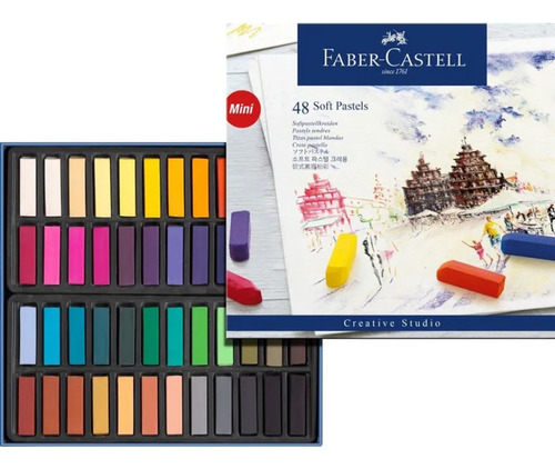 Pastel Tiza Mini Faber Castell Studio Linea Azul X48