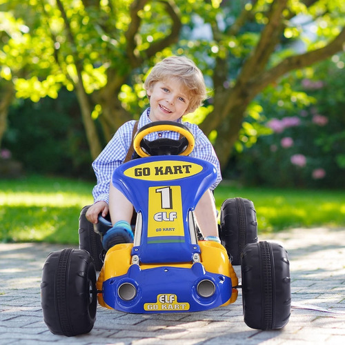 Carro Para Niños Tipo Go Kart Color Amarillo Marca Costzon