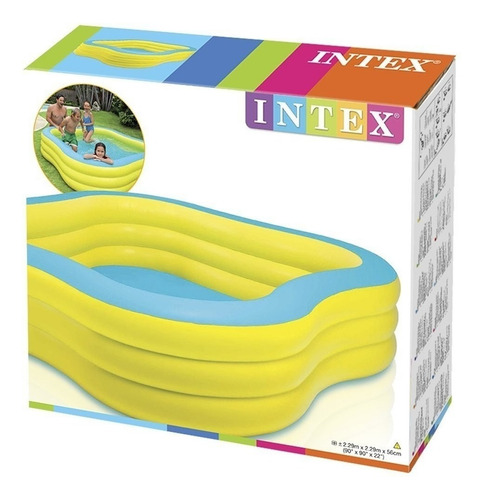Imagen 2 de 2 de Pileta inflable cuadrada Intex 57495 de 229cm x 229cm x 56cm 1250L amarilla y azul caja