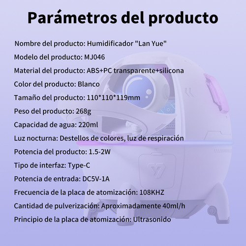 Humidificador De Aire Silencioso Astronaut Space Capsule