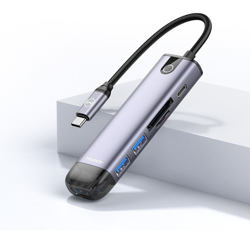 Hub Adaptador McDodo HU7740 6 en 1 USB-C a USB-A 3.0 HDMI 4K USB-C PD Lector de memorias SD y Micro SD