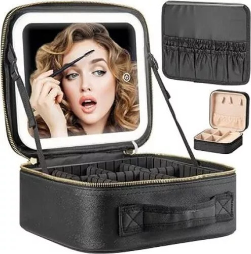 Estuche De Maquillaje Inteligente Con Espejo Y Luz Led Par,