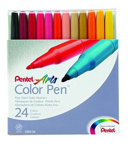 Plumón De Color De Punta Fina, De Pentel Arts, Variados