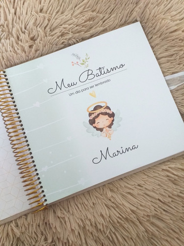 Imagem 2 de 6 de Livro Do Batismo Moldura Provençal Personalizado Com Nome