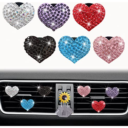 Bling Heart Air Vent Clips, 6 Pcs Heart Car Air Freshen...