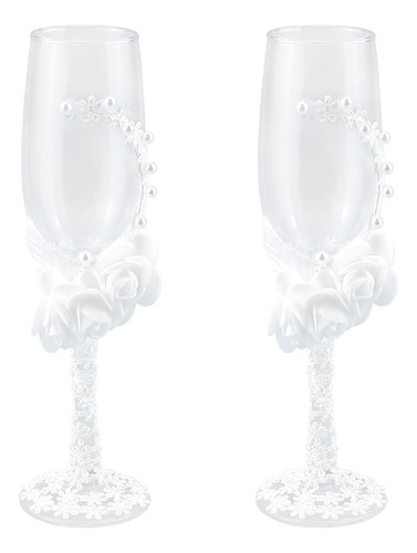 Lcjaof Juego De 2 Copas De Champán Para Boda, Copas De Vino