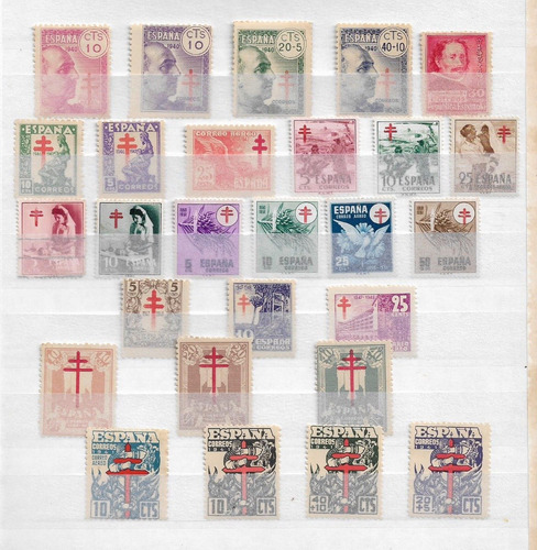 Imagen 1 de 1 de Lote Estampillas De España 1940-1947 Nuevas Y Algunas Char