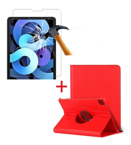 Case Cover Cuero + Mica D Vidrio Para iPad Air 4 A2316 A2324