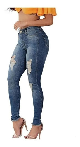 Calça Feminina Jeans Cintura Alta Com Lycra Barata