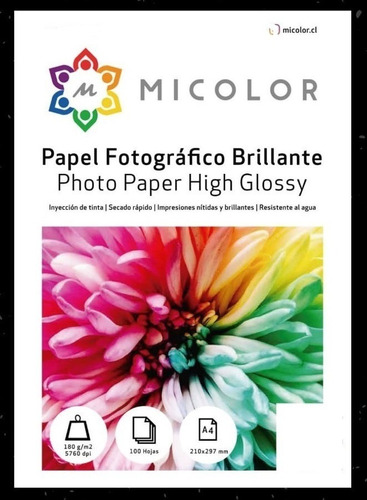 Papel Fotografico Brillante A4 180g / 100 Hojas 