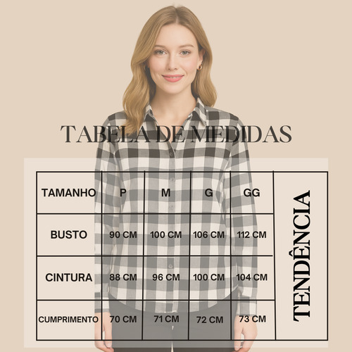 Camisa Feminina Xadrez Flanelada Algodão Quadriculada Junina